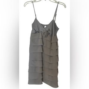 NWT Janette Women’s Tiered Spaghetti Strap  Formal Dress Gray SzS Classic
